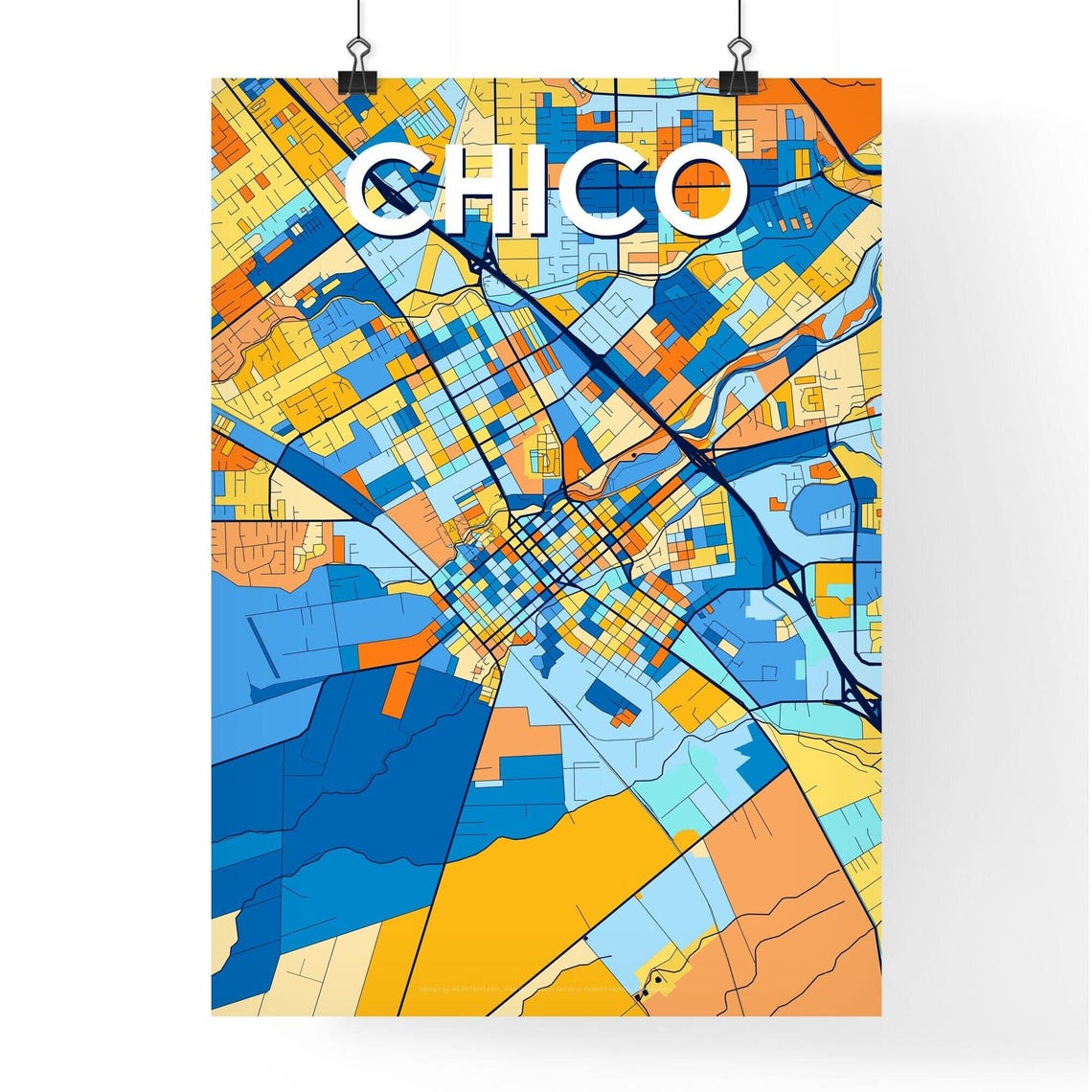 Chico California Colorful Street Map Art Home Decor Gift Poster - Image 4