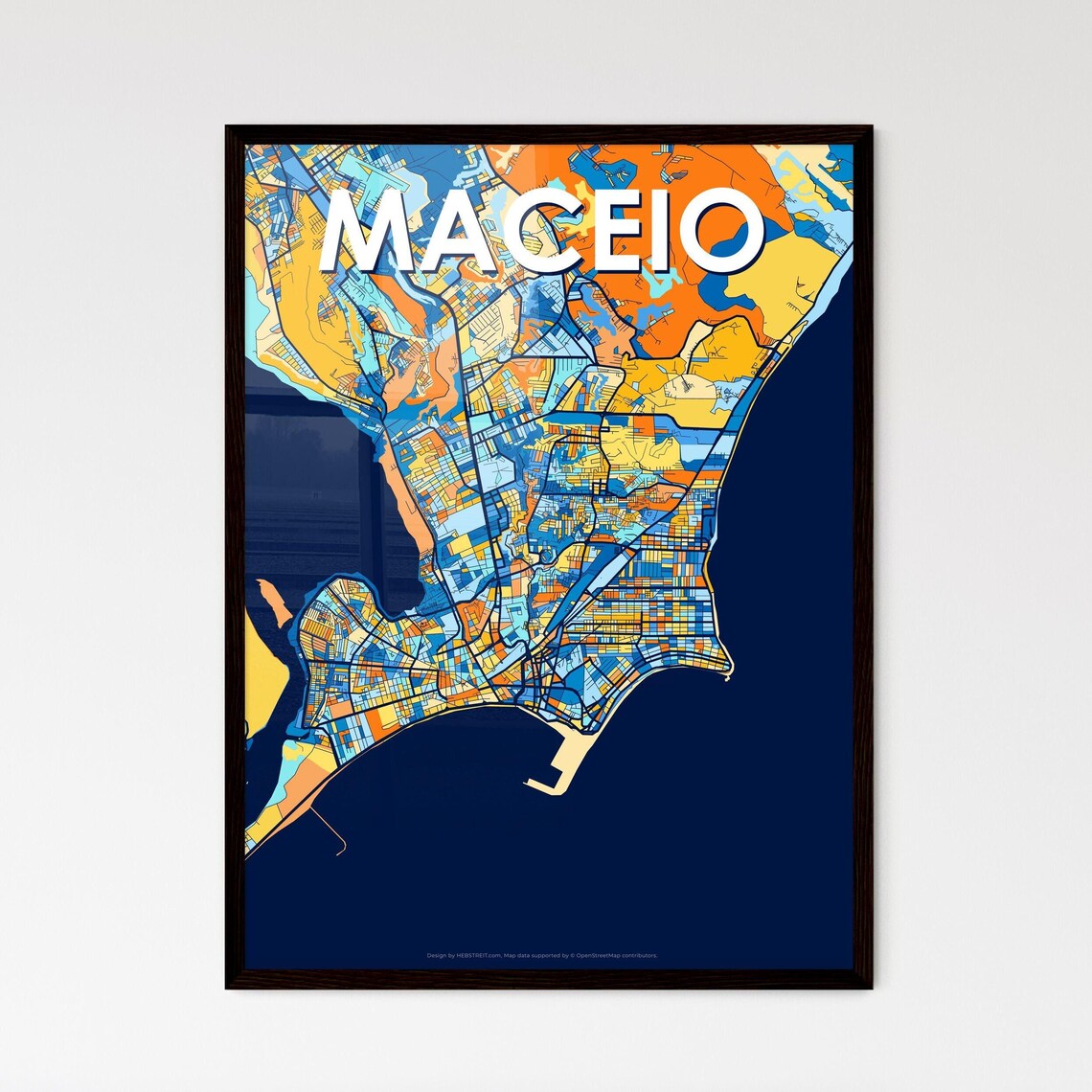 Maceio Brazil Bold Colorful Vibrant City Street Map Art Poster