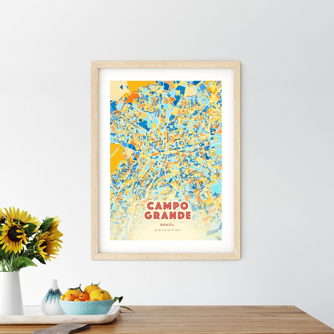 Campo Grande Brazil Colorful City Map Art Coordinates Poster - Image 2