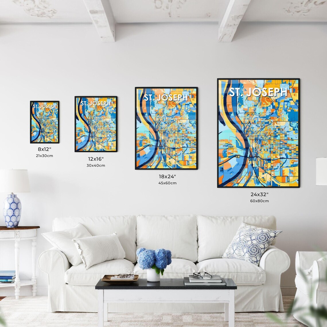 St. Joseph Missouri River City Map Colorful Art Print Decor Gift - Image 3