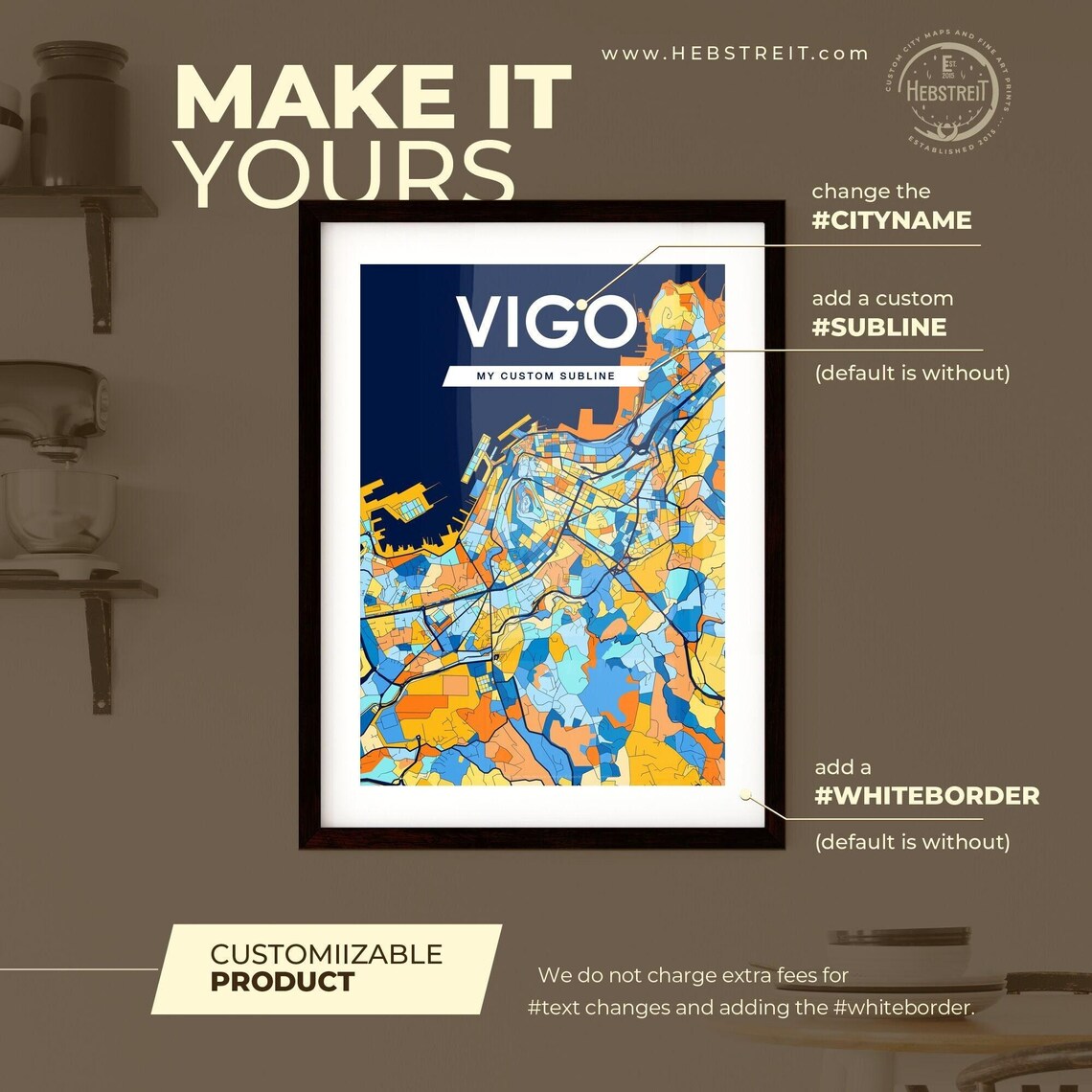 Vigo Spain Colorful City Street Map Poster Vibrant Travel Decor Gift - Image 2
