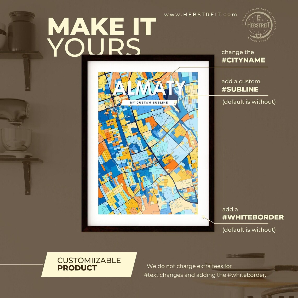 Almaty Kazakhstan Vibrant Colorful Modern City Street Map Art Poster - Image 2