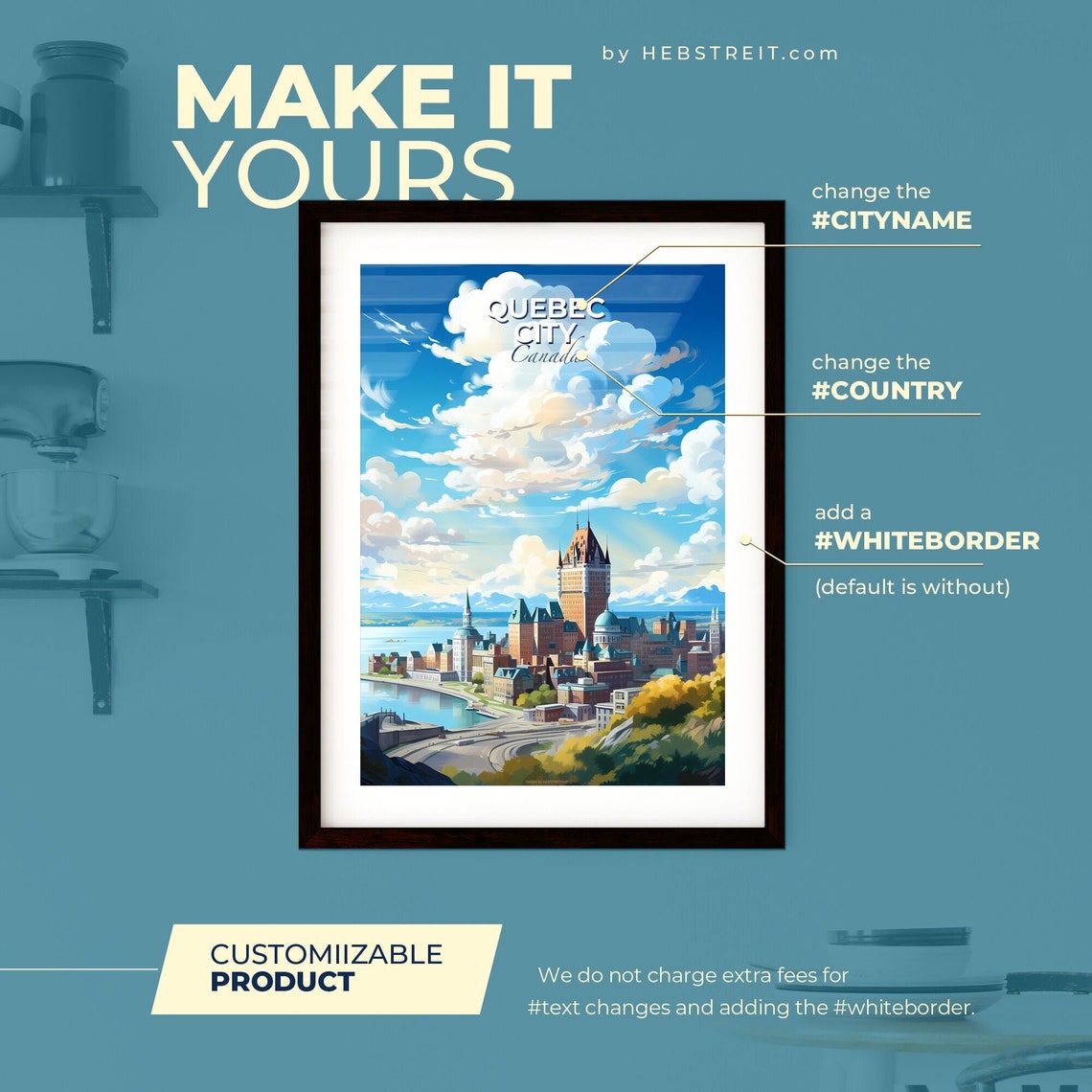 Quebec City Canada Castle Hotel River Old Town Cloud Sky Travel Poster - Image 2