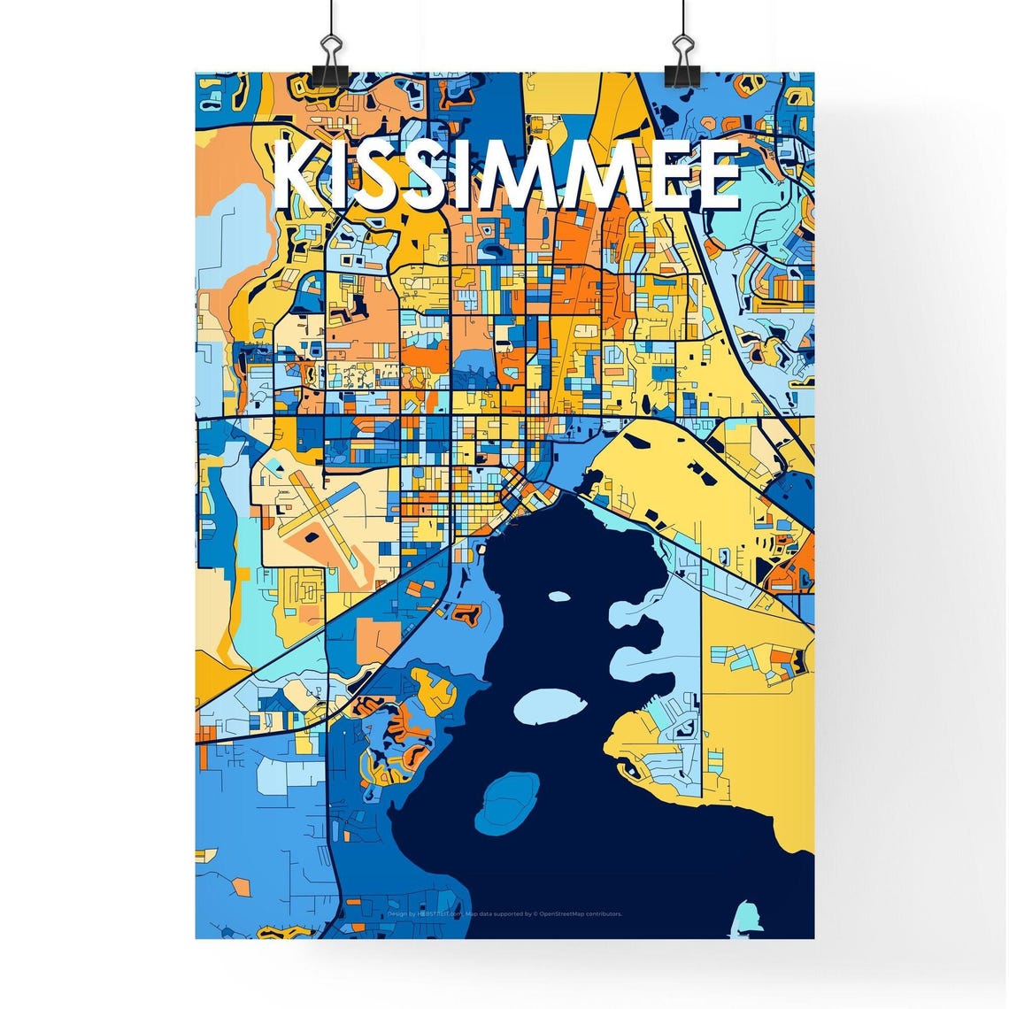 Colorful City Map Art Poster of Kissimmee Florida for Home Decor - Image 4