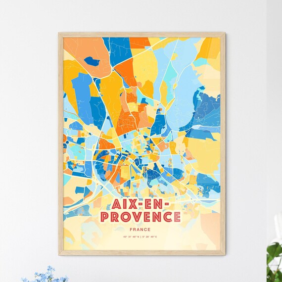Aix en Provence France Vintage Geometric City Map Art Poster