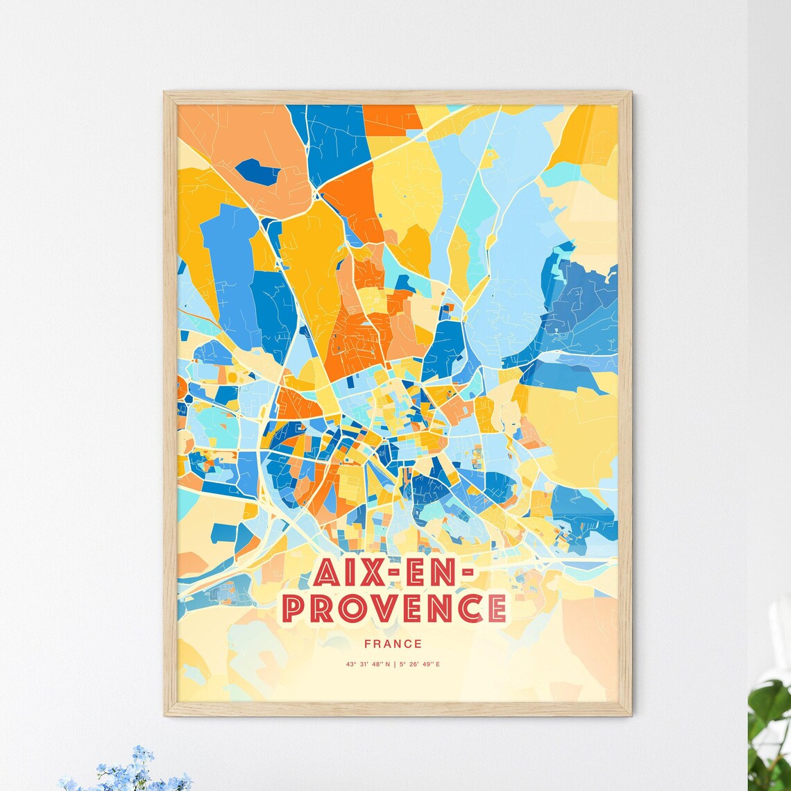 Aix en Provence France Vintage Geometric City Map Art Poster