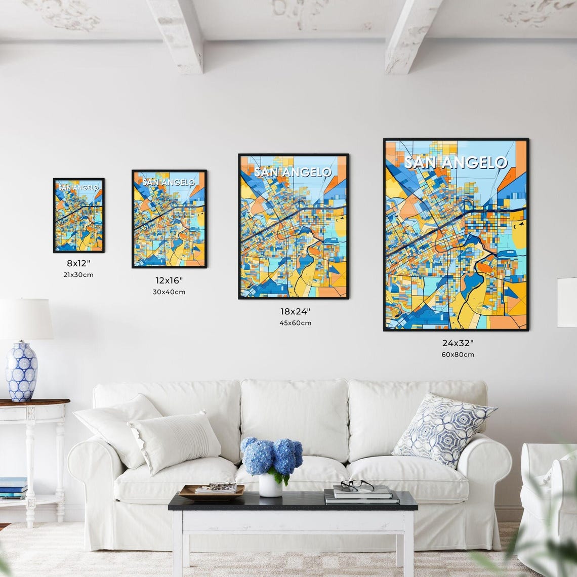 San Angelo Texas Colorful Modern City Map Poster for Home and Office - Image 3