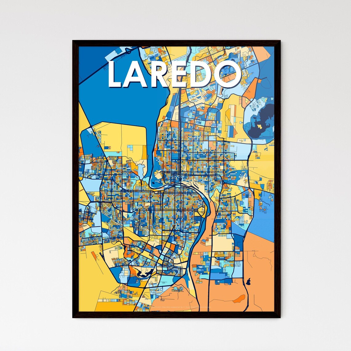 Laredo Texas Eye Catching Colorful City Street Map Art Poster