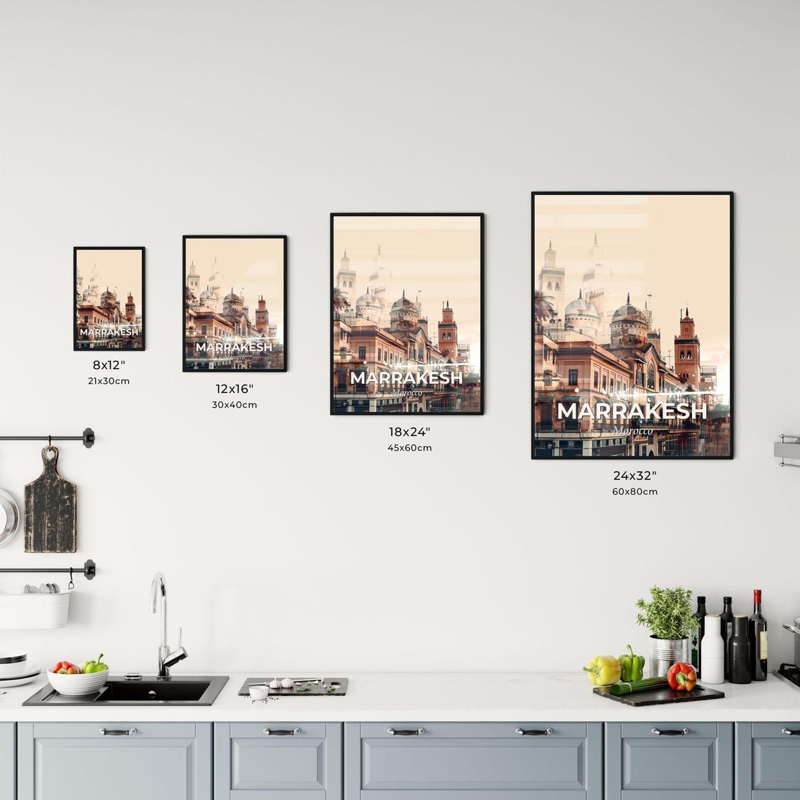 Marrakesh Morocco Golden Medina Minaret Double Exposure Art Poster - Image 3