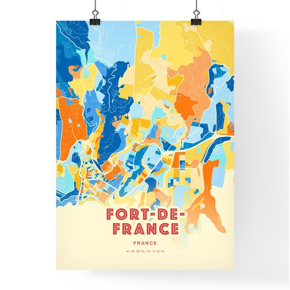 Fort-de-France France Colorful Vibrant Caribbean City Map Poster