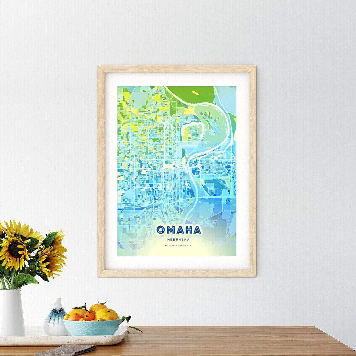 Omaha Nebraska Vibrant Abstract Watercolor City Street Map Poster - Image 2
