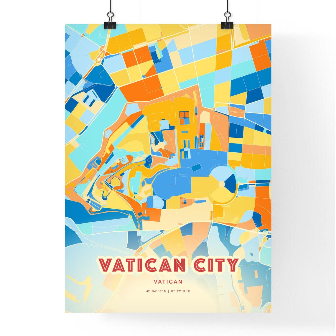 Vatican City Colorful City Street Map Coordinates Fine Art Poster - Image 3