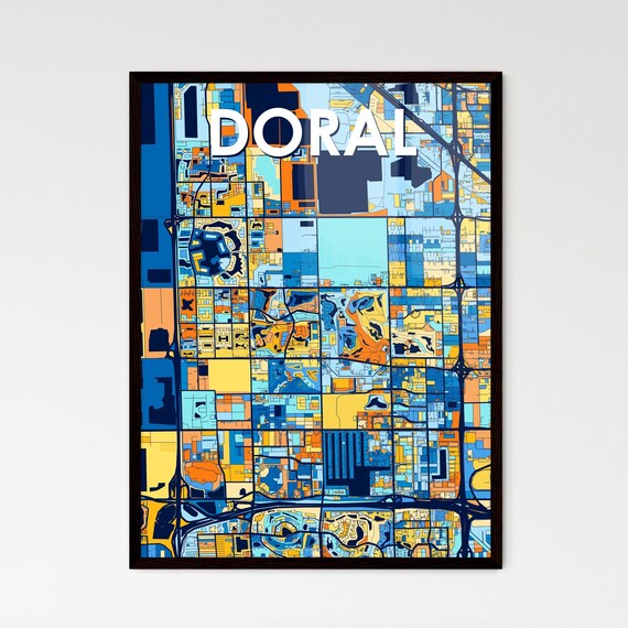 Doral Florida Vibrant Colorful Geometric Street Grid City Map Art Poster
