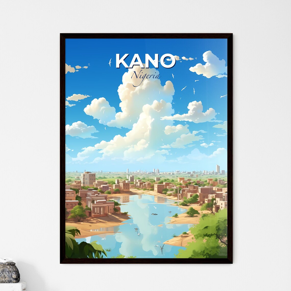 Kano Nigeria Waterfront City Lake Skyline Africa Travel Art Poster