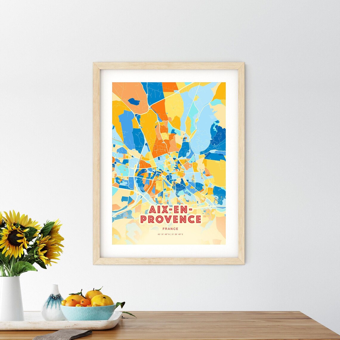 Aix en Provence France Vintage Geometric City Map Art Poster - Image 2