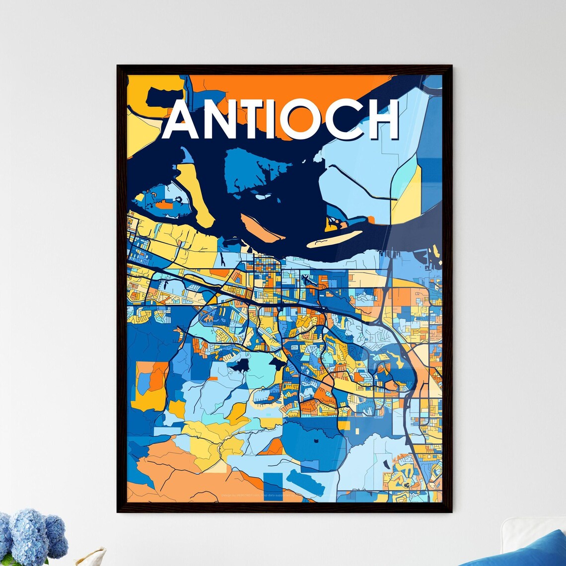 Antioch California Vibrant Colorful Illustrated Street Map Art Poster