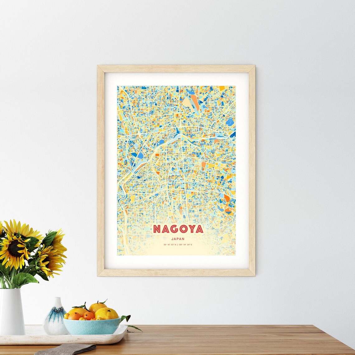 Nagoya Japan Coordinates Colorful City Map Art Travel Poster - Image 2
