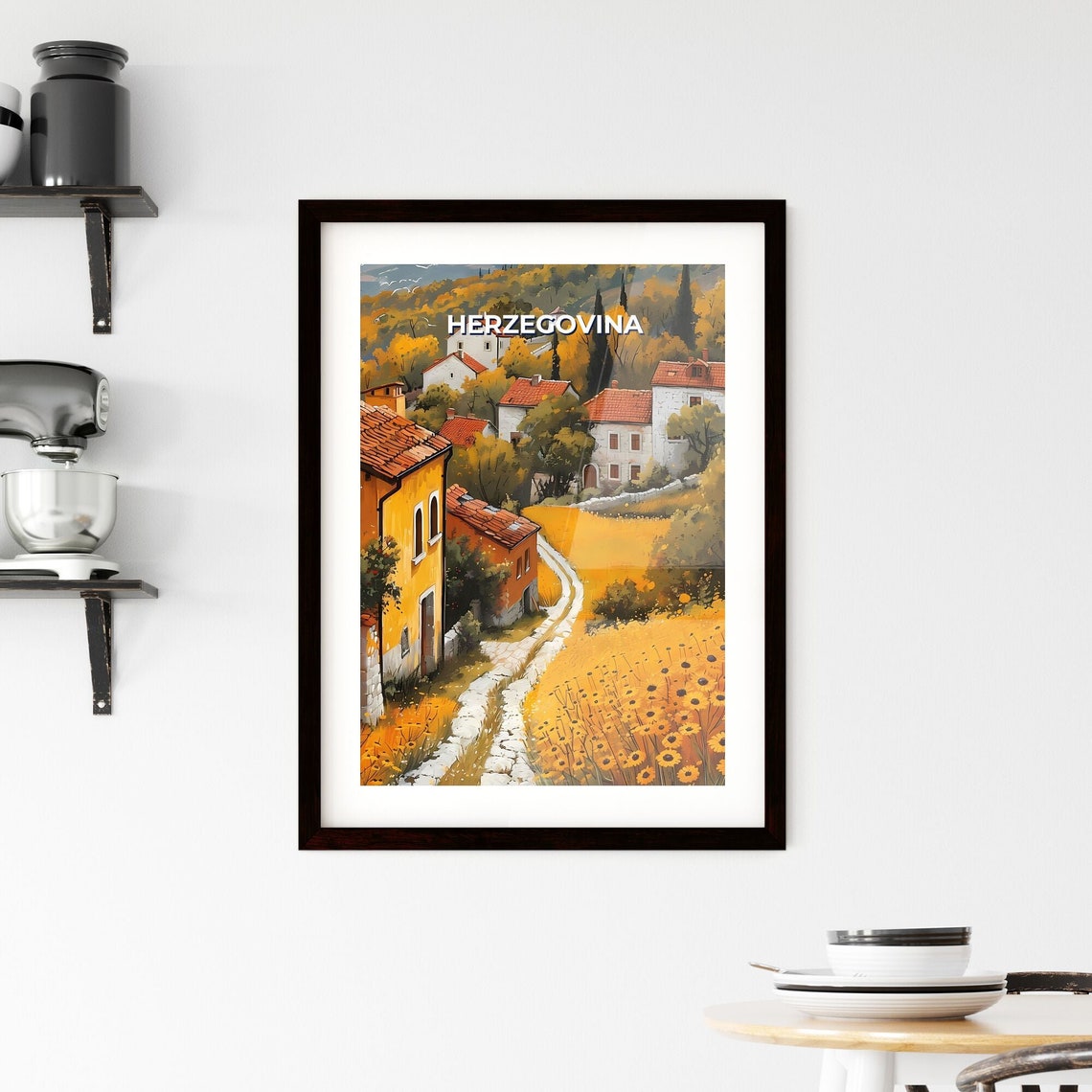 Vibrant Painting Of A Bosnian Village In Europe A Colorful Celebration Of Art And Culture Travel Destinations Customizable - Image 2
