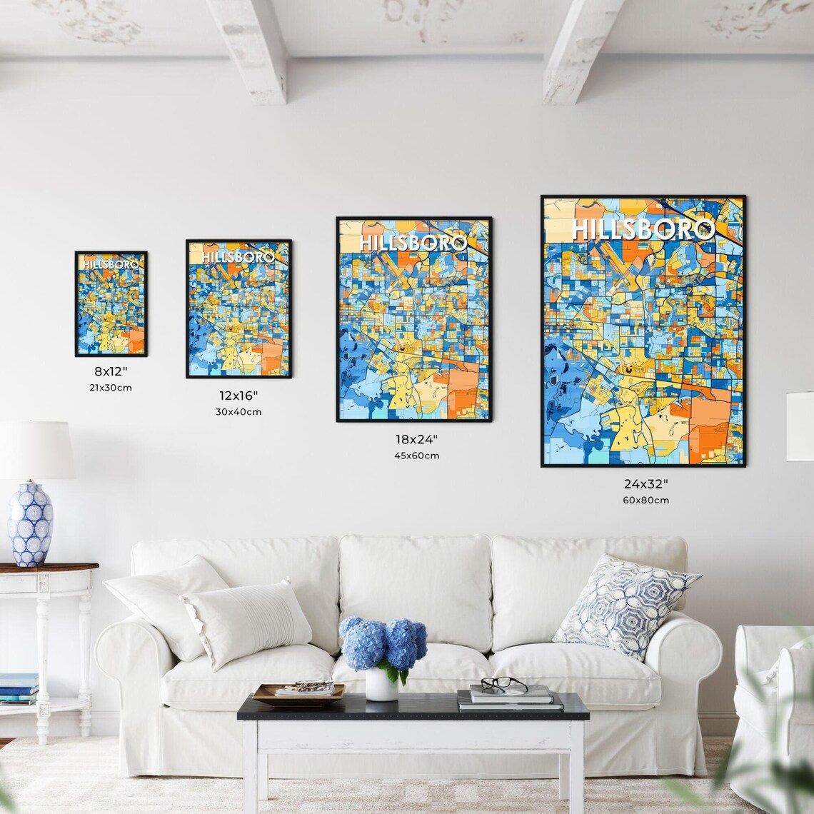 Hillsboro Oregon Vibrant Colorful Mosaic City Street Map Art Poster - Image 3