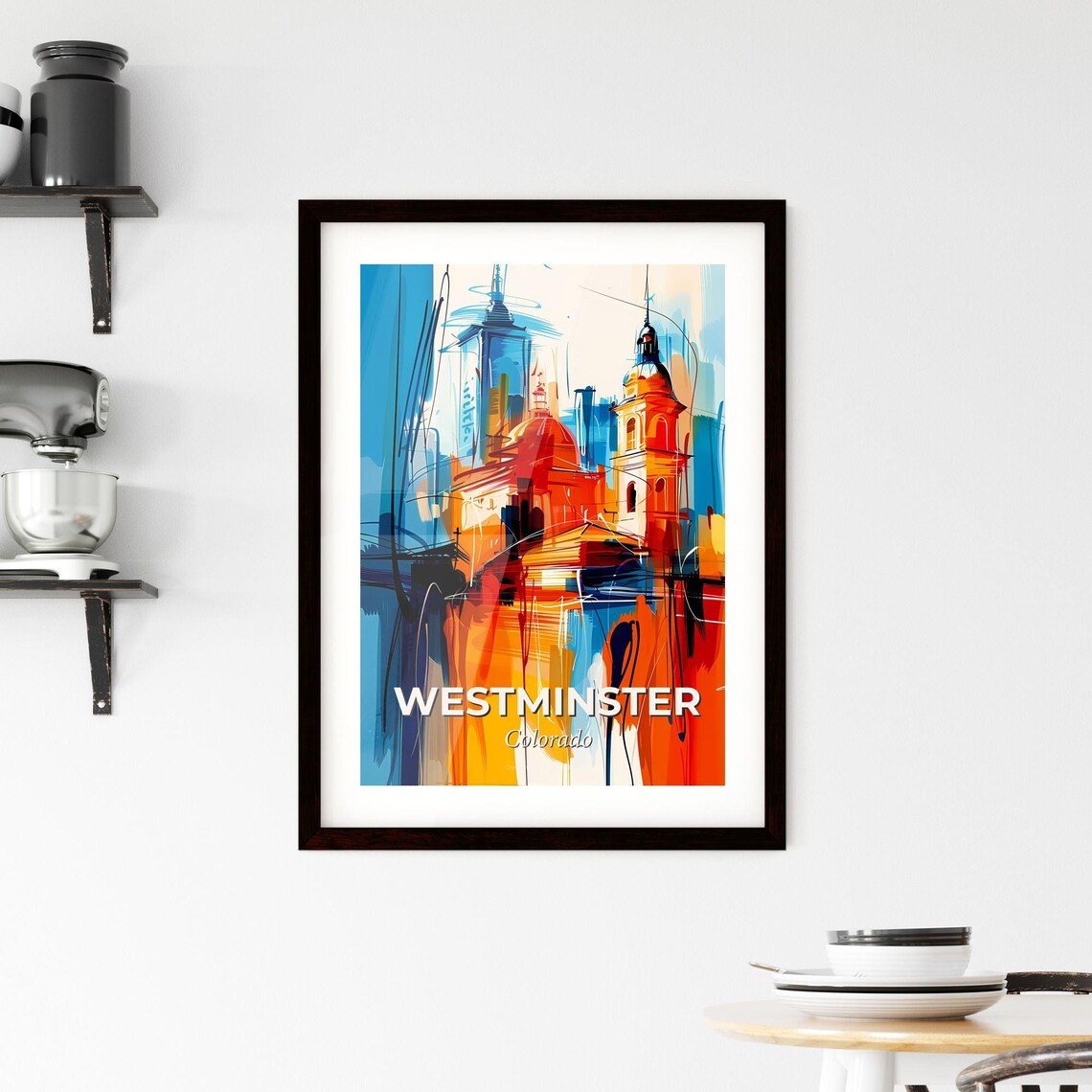 Westminster Colorado Colorful Abstract Domed Church Skyline Poster - Image 2