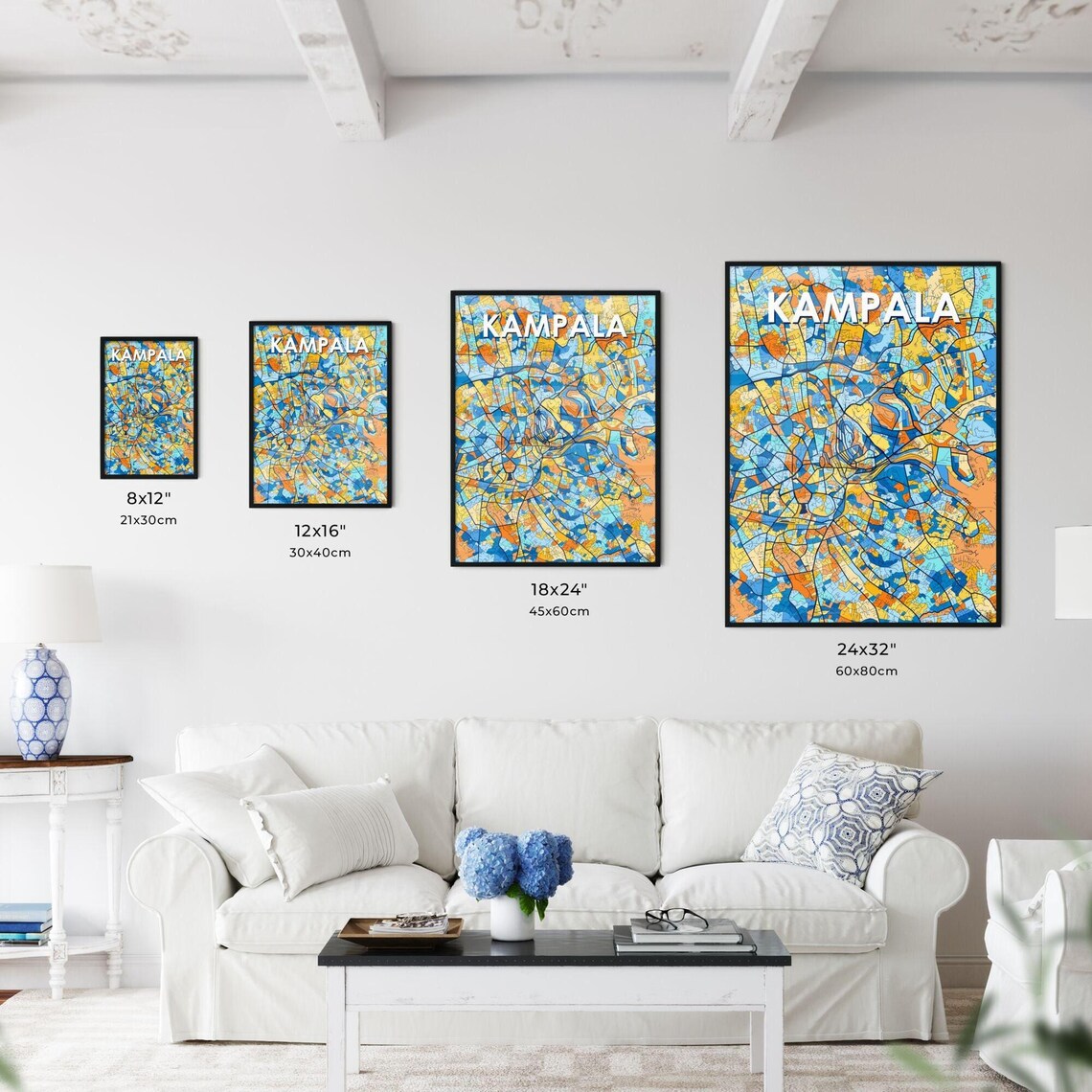Kampala Uganda Vibrant Modern City Street Map Artwork Poster - Image 3