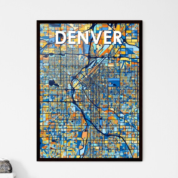 Denver Colorado Vibrant Colorful Geometric Street Grid City Map Art Poster