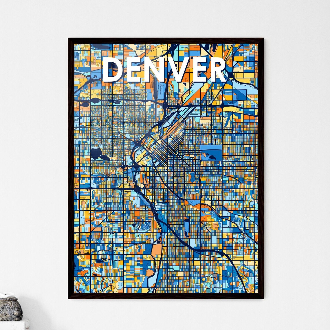 Denver Colorado Vibrant Colorful Geometric Street Grid City Map Art Poster