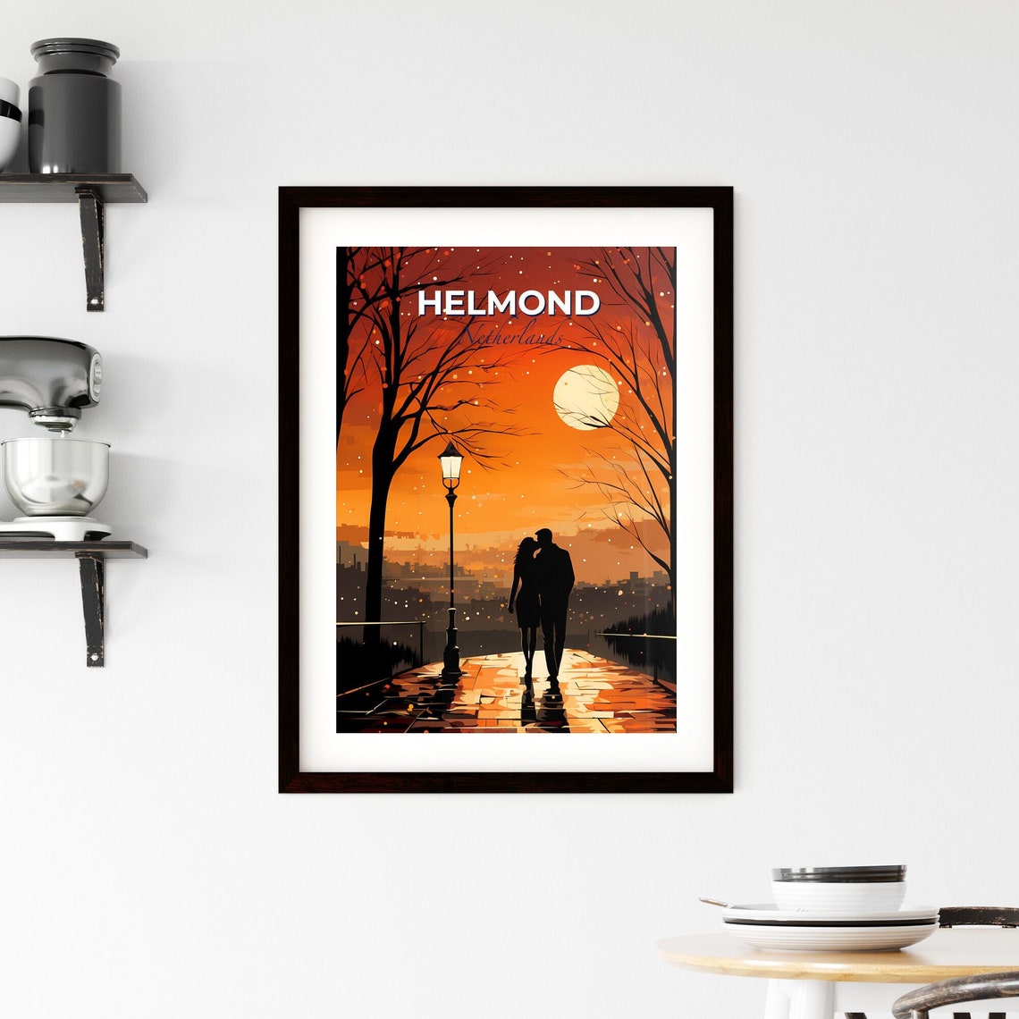 Helmond Netherlands Moonlit Romantic Couple Night Walk Poster - Image 2