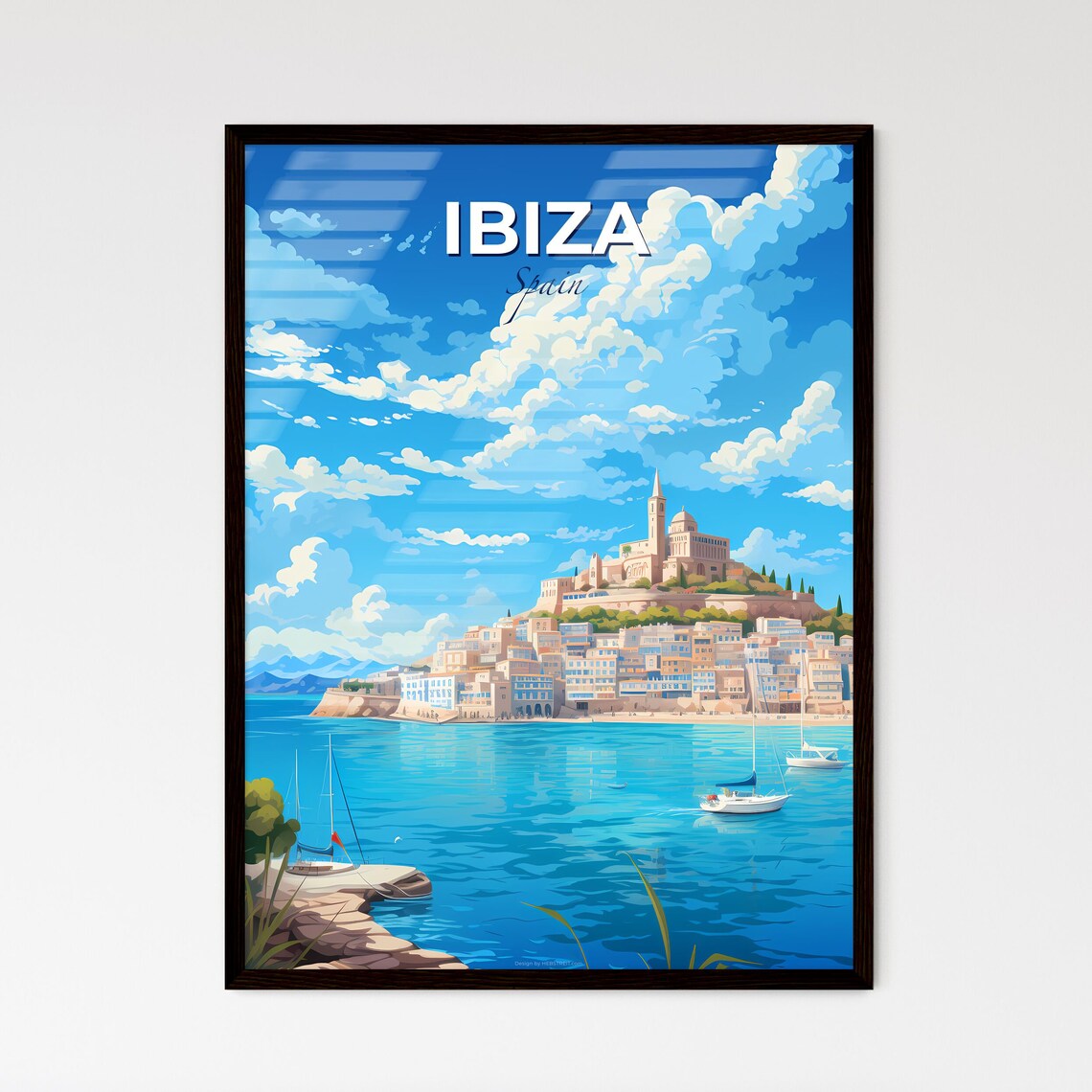 Ibiza Spain Old Town Harbor Sailboats Mediterranean Coast Poster