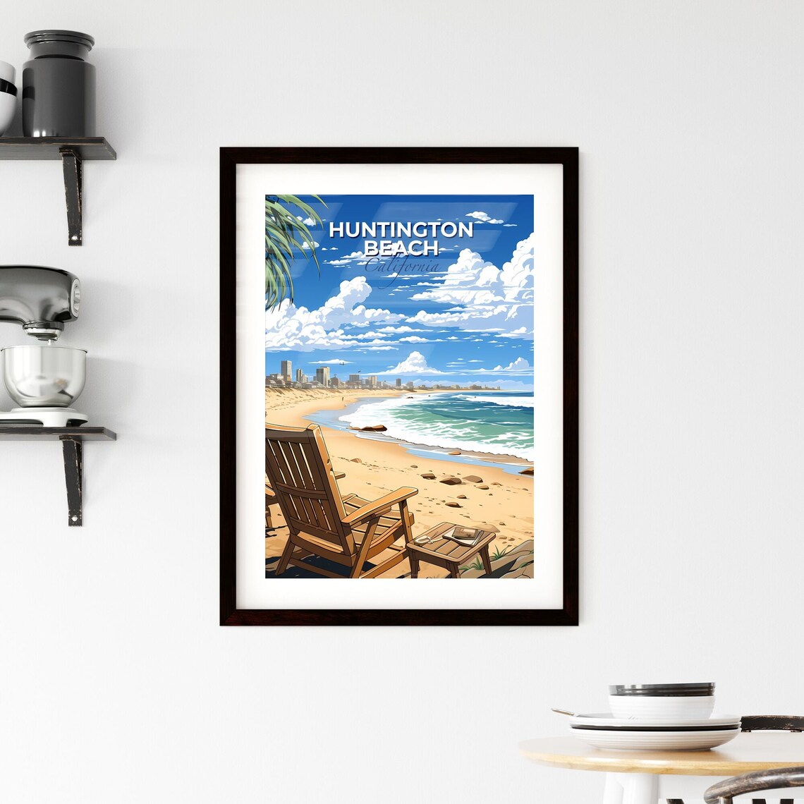Huntington Beach California Sunny Ocean Waves Beach Chair Poster - Image 2