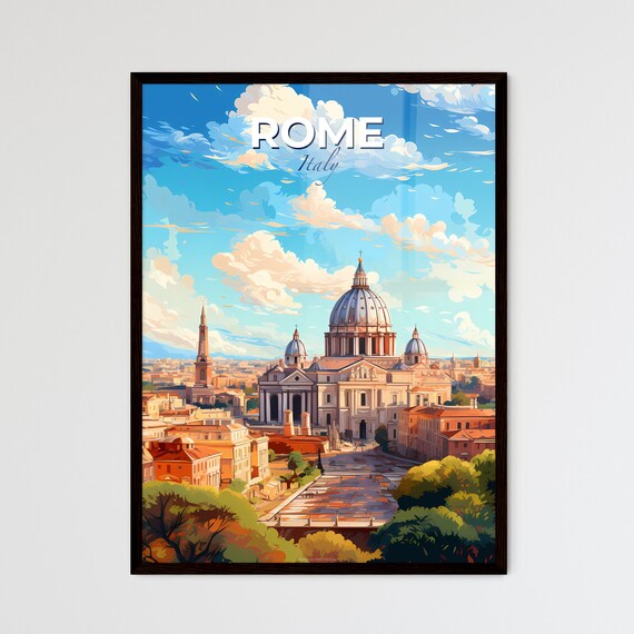 Rome Italy St Peters Basilica Old Town Vintage Travel Art Poster