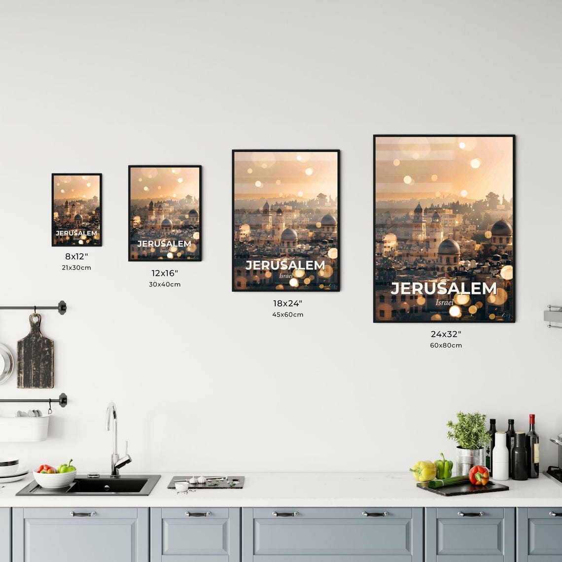 Jerusalem Israel Golden Hour Domed Skyline Sunset Art Poster - Image 3