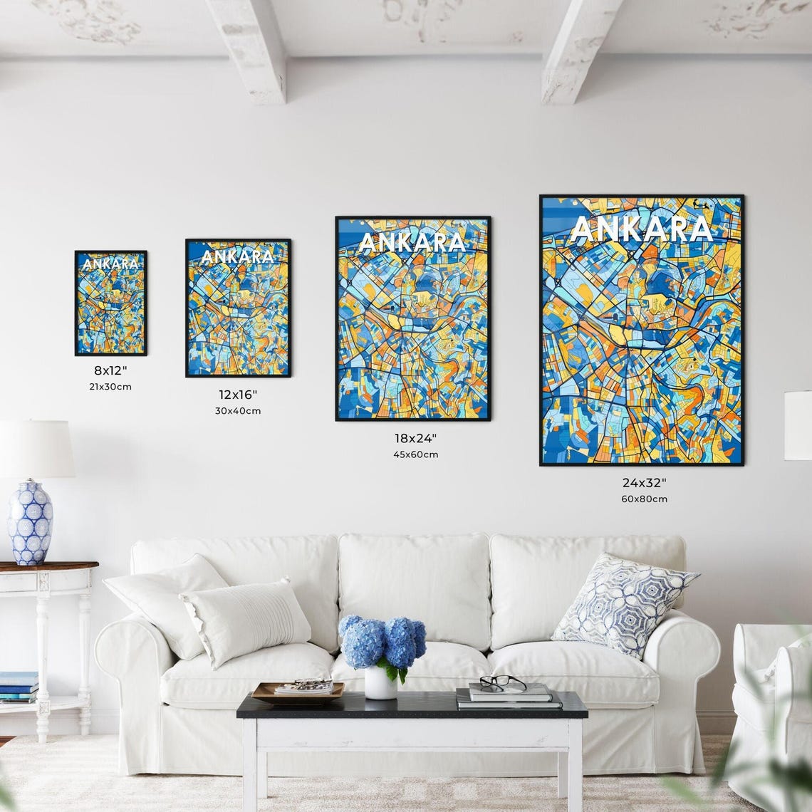 Ankara Turkey Bold Colorful City Map Artwork Travel Wall Decor Poster - Image 3