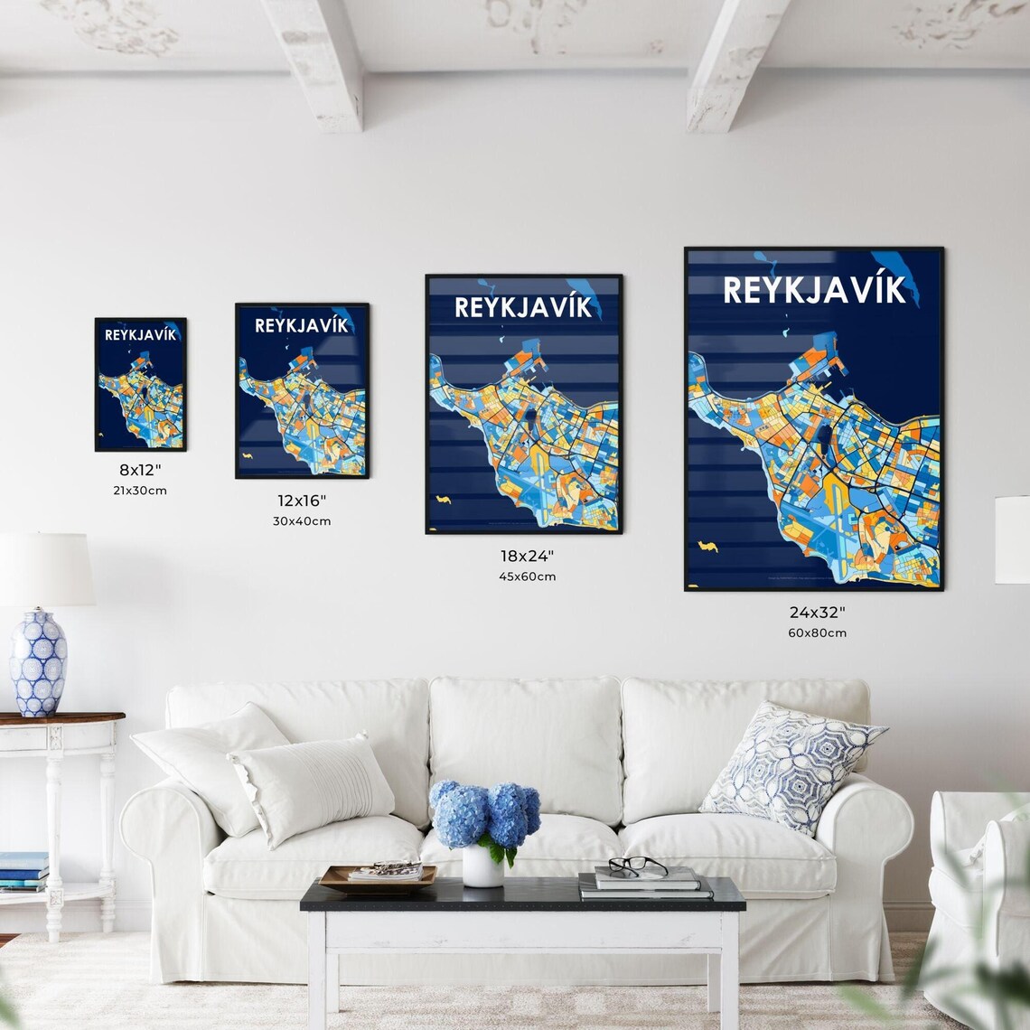 Reykjavik Iceland Midnight Navy Coastal Capital City Map Art Poster - Image 3