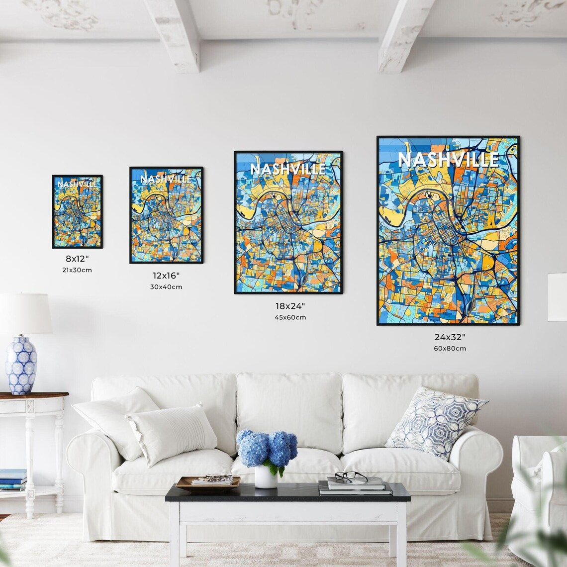 Nashville Tennessee Vibrant Colorful Art Map Poster Music City Gift - Image 3