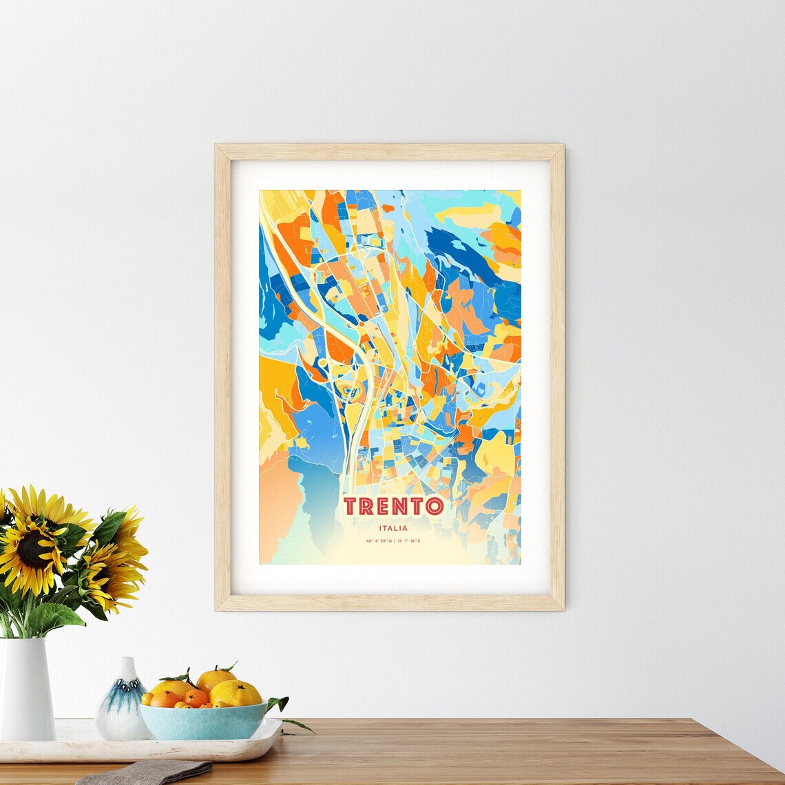 Trento Italy Colorful Modern Street Map City Decor Art Poster - Image 2