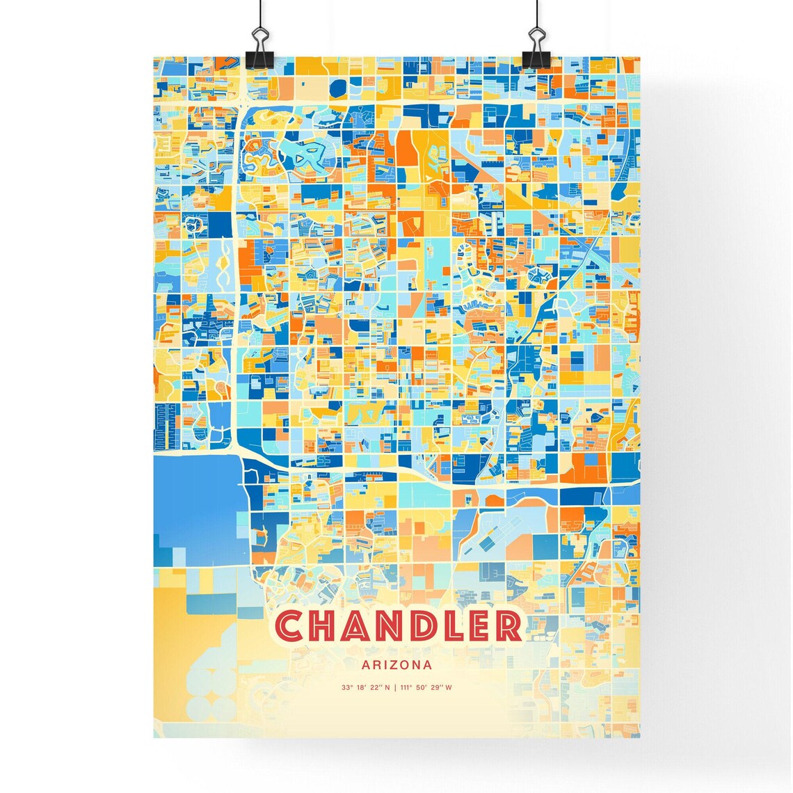Chandler Arizona Colorful City Street Map Coordinates Poster - Image 3