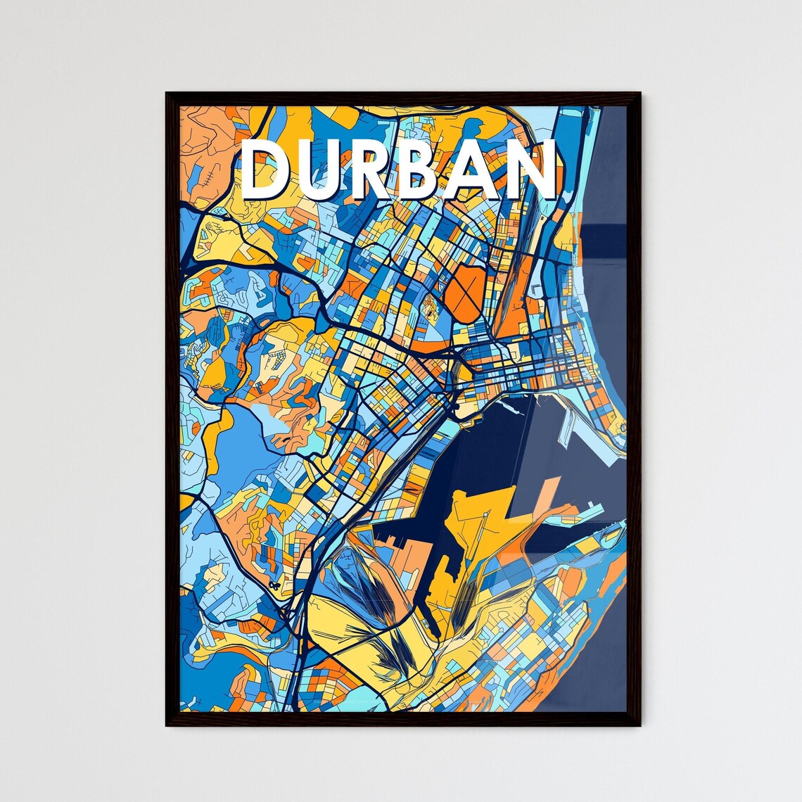 Durban South Africa Bold Vibrant Geometric City Map Art Poster