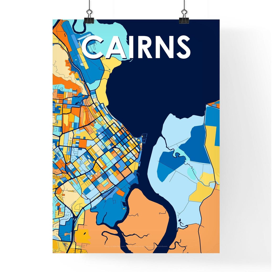 Cairns Australia Bold Colorful Vibrant City Street Map Art Poster - Image 4