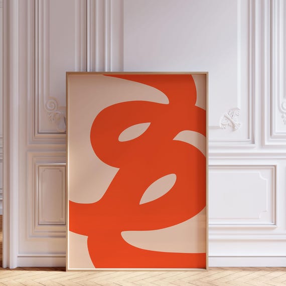 Abstract Orange Wall Art Large Size Minimalist Print Modern Decoration Contemporary Bold Poster Colorful