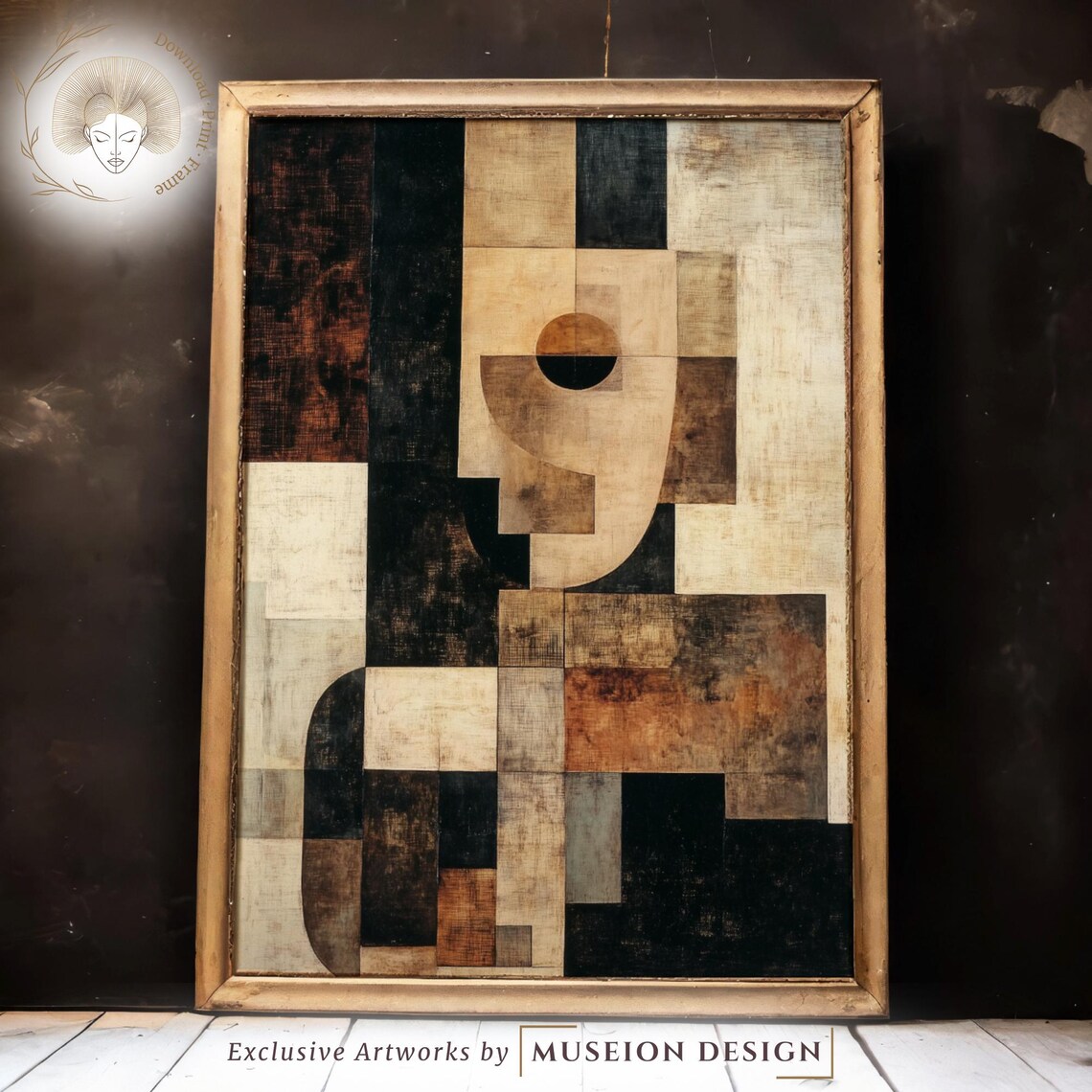 Cubist Portrait Print Geometric Abstract Face Art