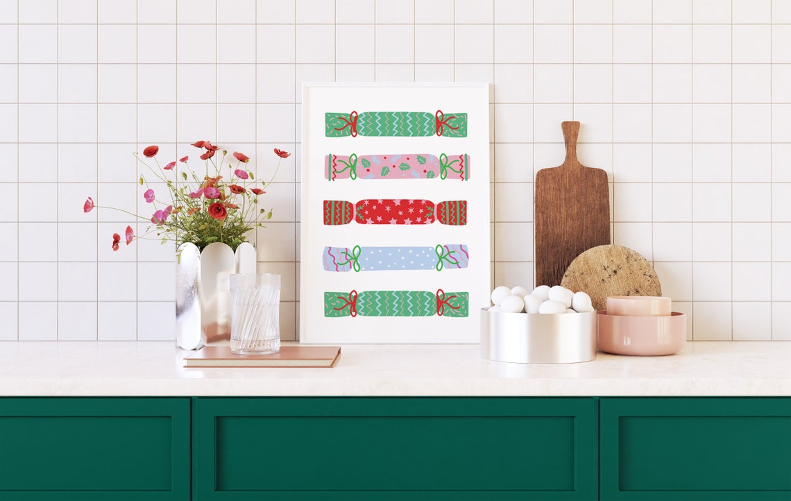 Colorful Christmas Crackers Festive Pattern Holiday Party Poster - Image 2