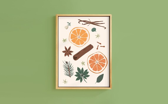Dried Orange Cinnamon Star Anise Winter Spice Botanical Poster