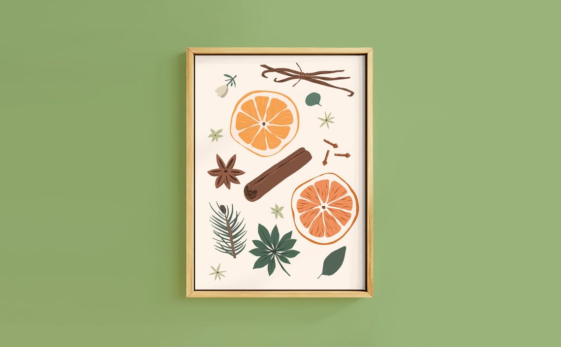 Dried Orange Cinnamon Star Anise Winter Spice Botanical Poster