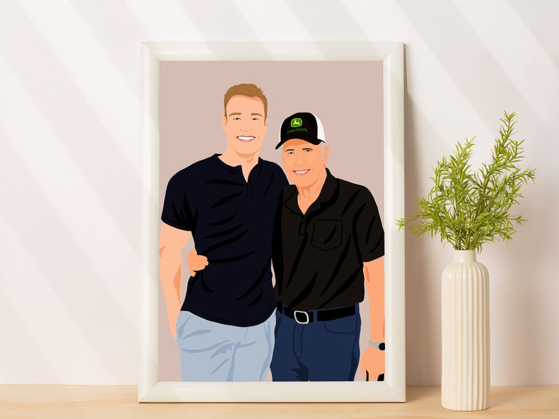 Custom Memorial Family Portrait Grandpa Halo Loved One Heaven Gift Poster - Image 3