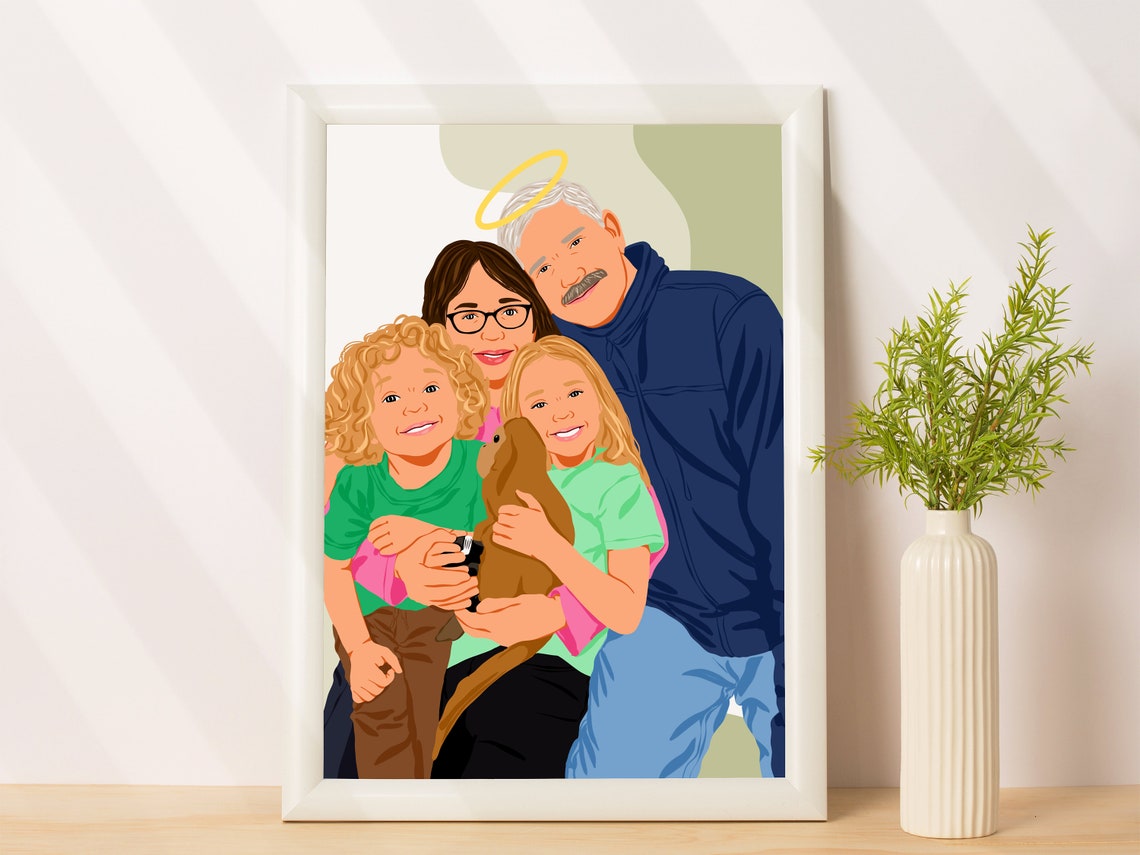 Custom Memorial Family Portrait Grandpa Halo Loved One Heaven Gift Poster