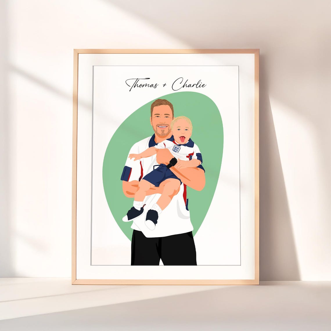 Thomas And Charlie Custom Dad Portrait Football Kit Toddler Gift Poster