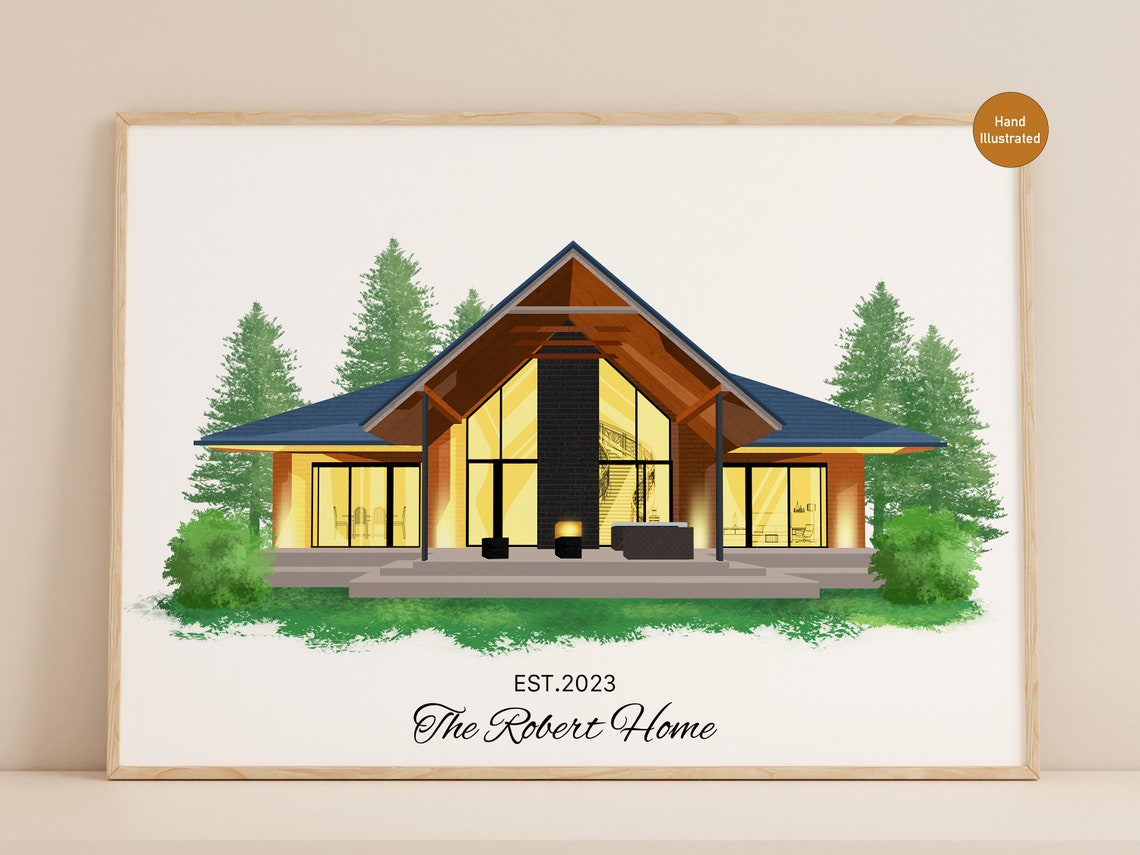 Custom Hand Drawn House Portrait Our First Home Illustration Poster - Image 2