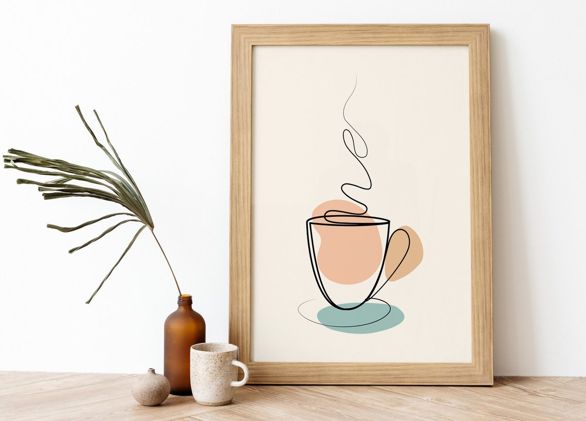 Coffee Line Art Print Wall Cup Drawing Minimalist - Image 2