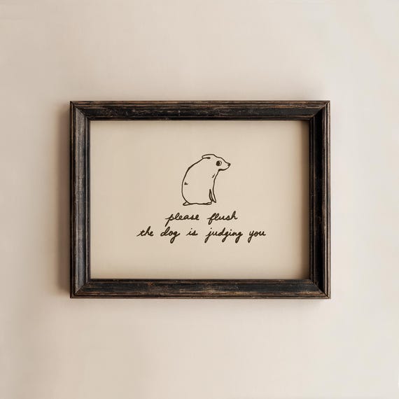 Funny Dog Bathroom Print Quirky Wall Art Horizontal